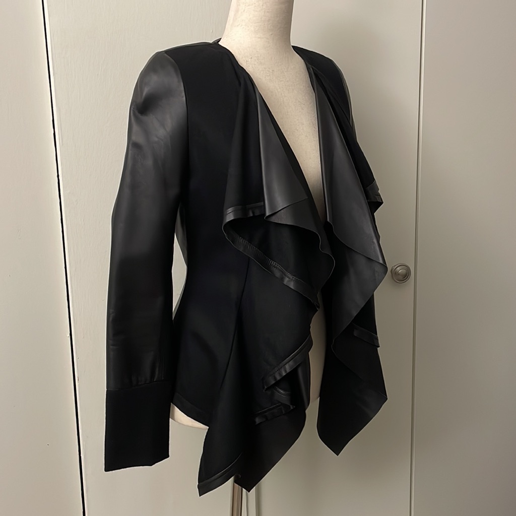 Drape Front Leather Jacket